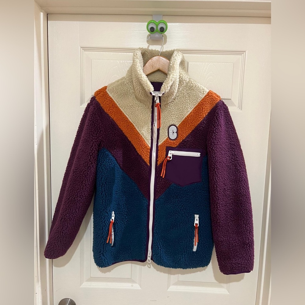 COACH Striped Sherpa Multicolor Jacket C0763 NWT Woman’s Size X-small